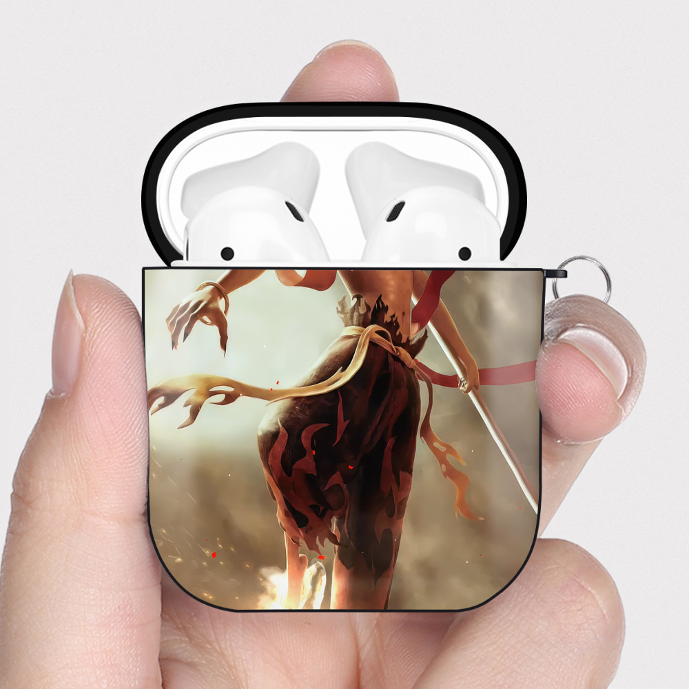 （画像用） Ne Zha 2 ナタ 魔童の大暴れ AirPods 第2世代保護ケース ハードシェル ブラック 耐衝撃・防指紋・カラビナ付き