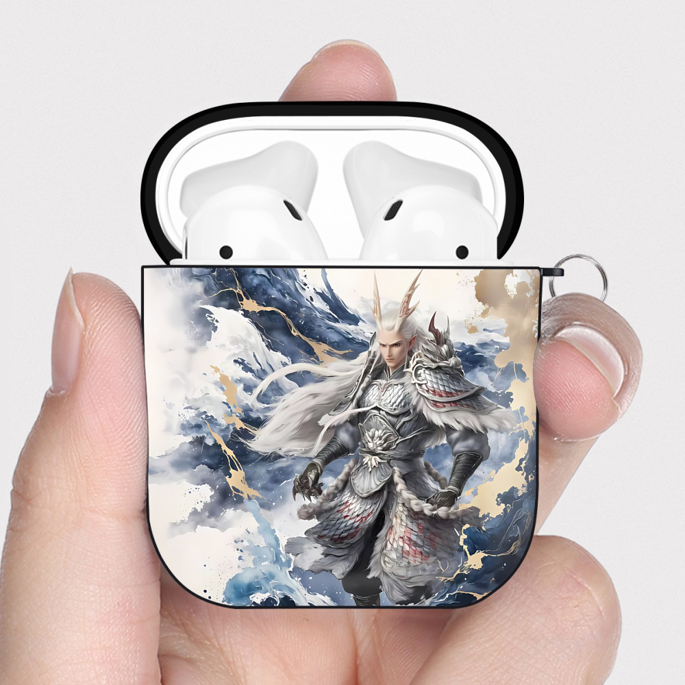 （画像用） Ne Zha 2 ナタ 魔童の大暴れ AirPods 第2世代保護ケース ハードシェル ブラック 耐衝撃・防指紋・カラビナ付き
