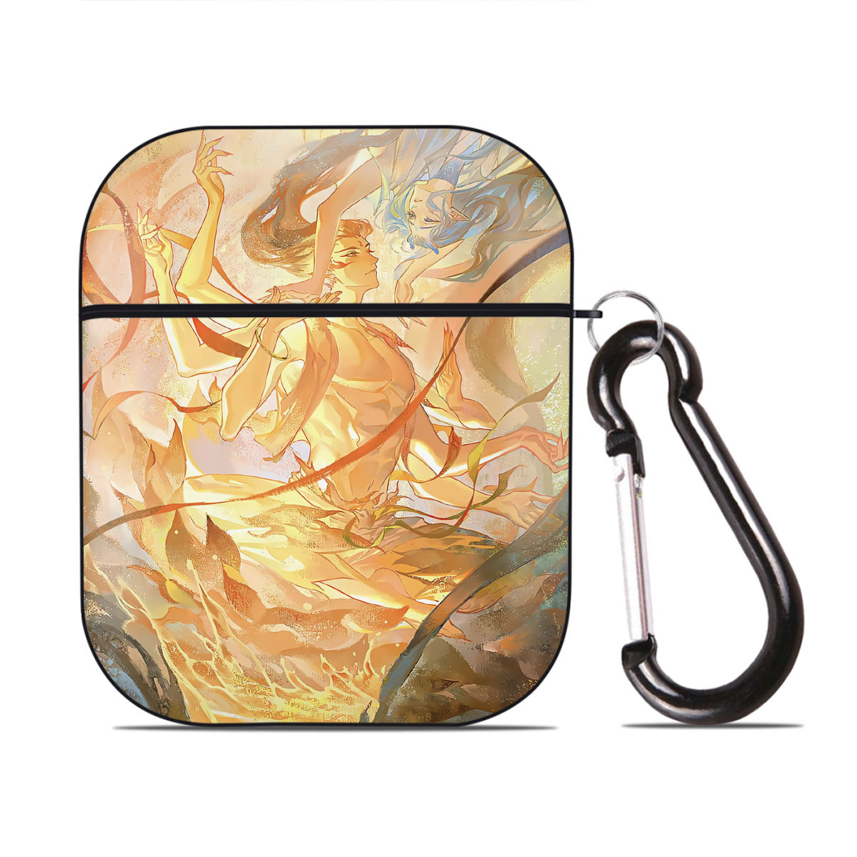 （画像用） Ne Zha 2 ナタ 魔童の大暴れ AirPods 第2世代保護ケース ハードシェル ブラック 耐衝撃・防指紋・カラビナ付き