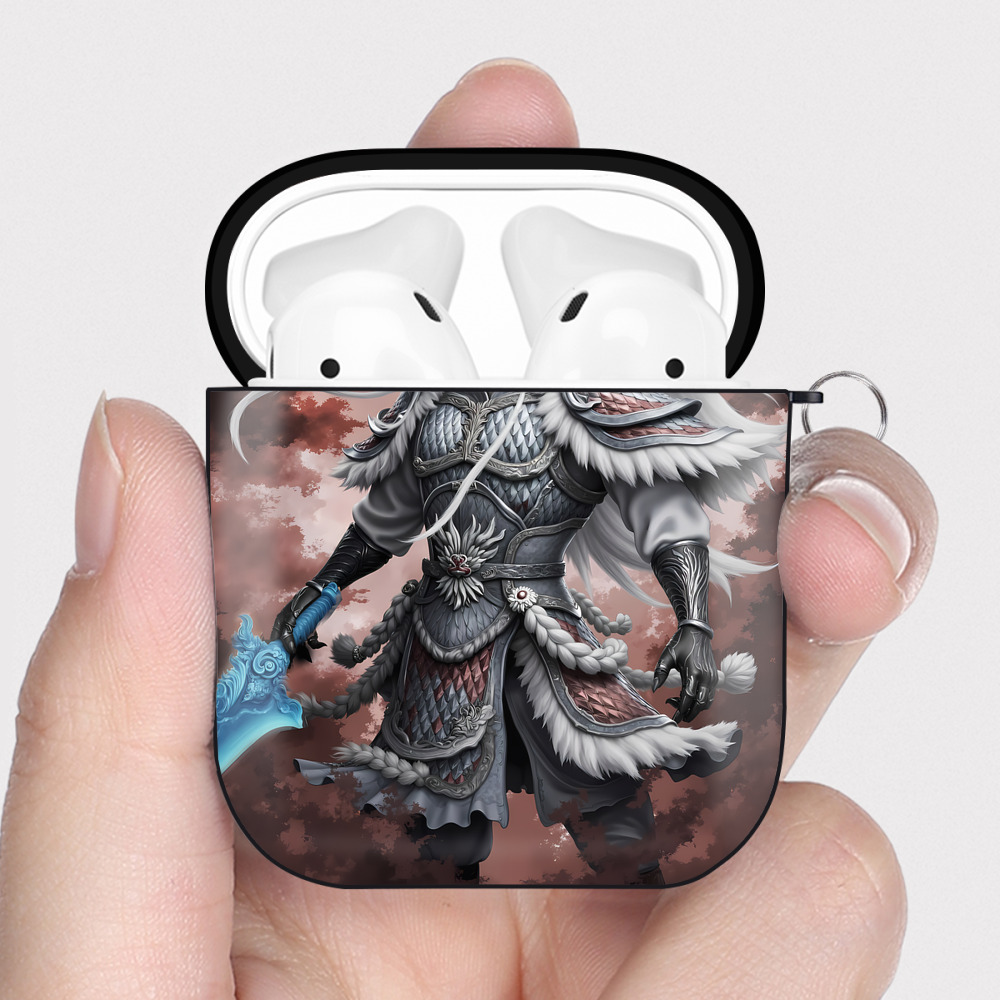 （画像用） Ne Zha 2 ナタ 魔童の大暴れ AirPods 第2世代保護ケース ハードシェル ブラック 耐衝撃・防指紋・カラビナ付き