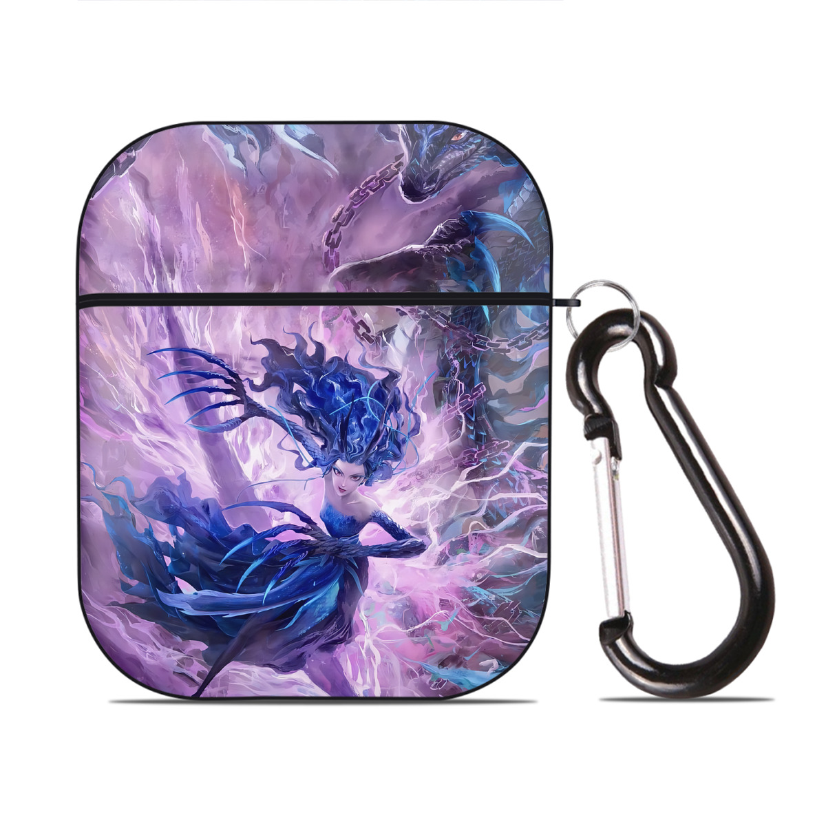 （画像用） Ne Zha 2 ナタ 魔童の大暴れ AirPods 第2世代保護ケース ハードシェル ブラック 耐衝撃・防指紋・カラビナ付き