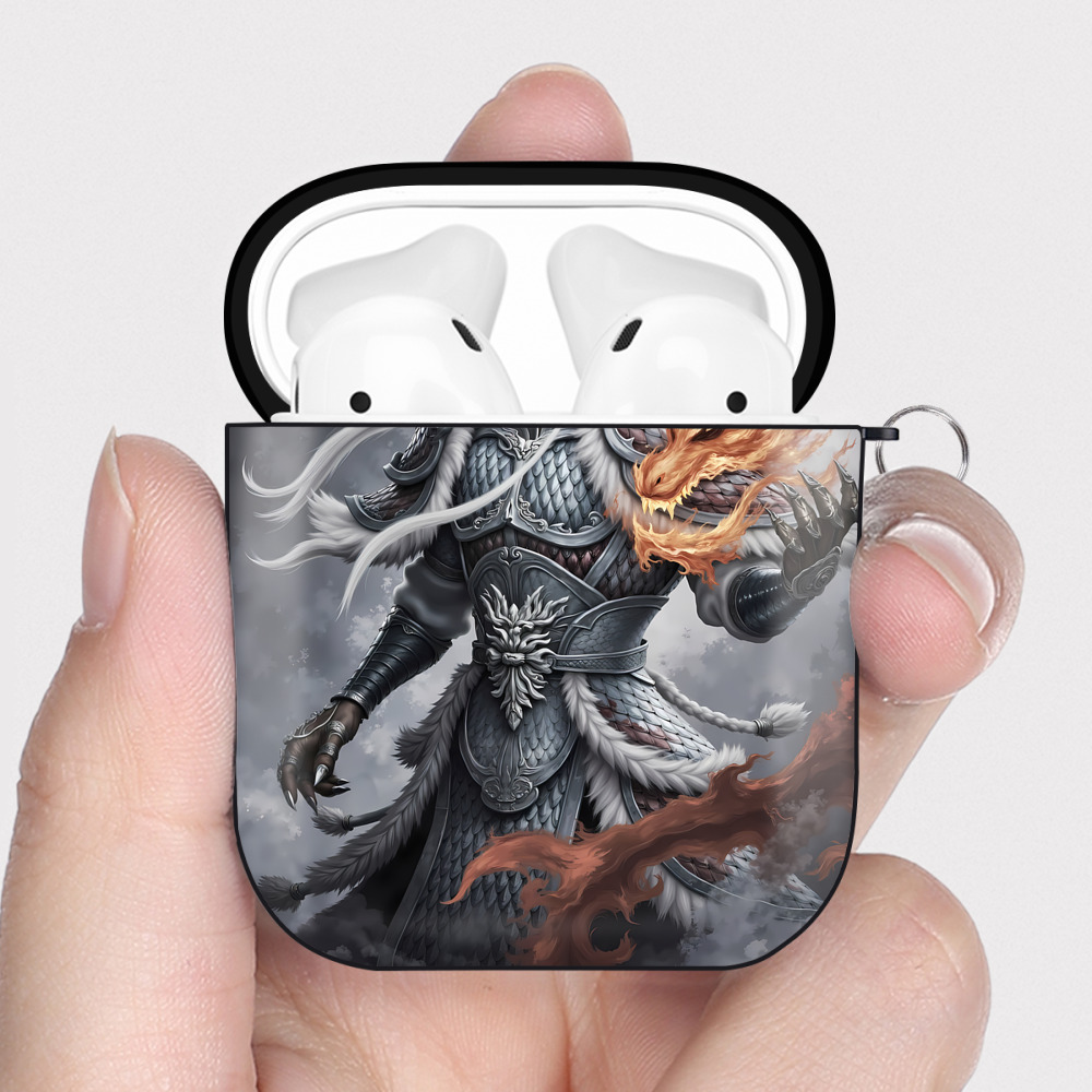（画像用） Ne Zha 2 ナタ 魔童の大暴れ AirPods 第2世代保護ケース ハードシェル ブラック 耐衝撃・防指紋・カラビナ付き