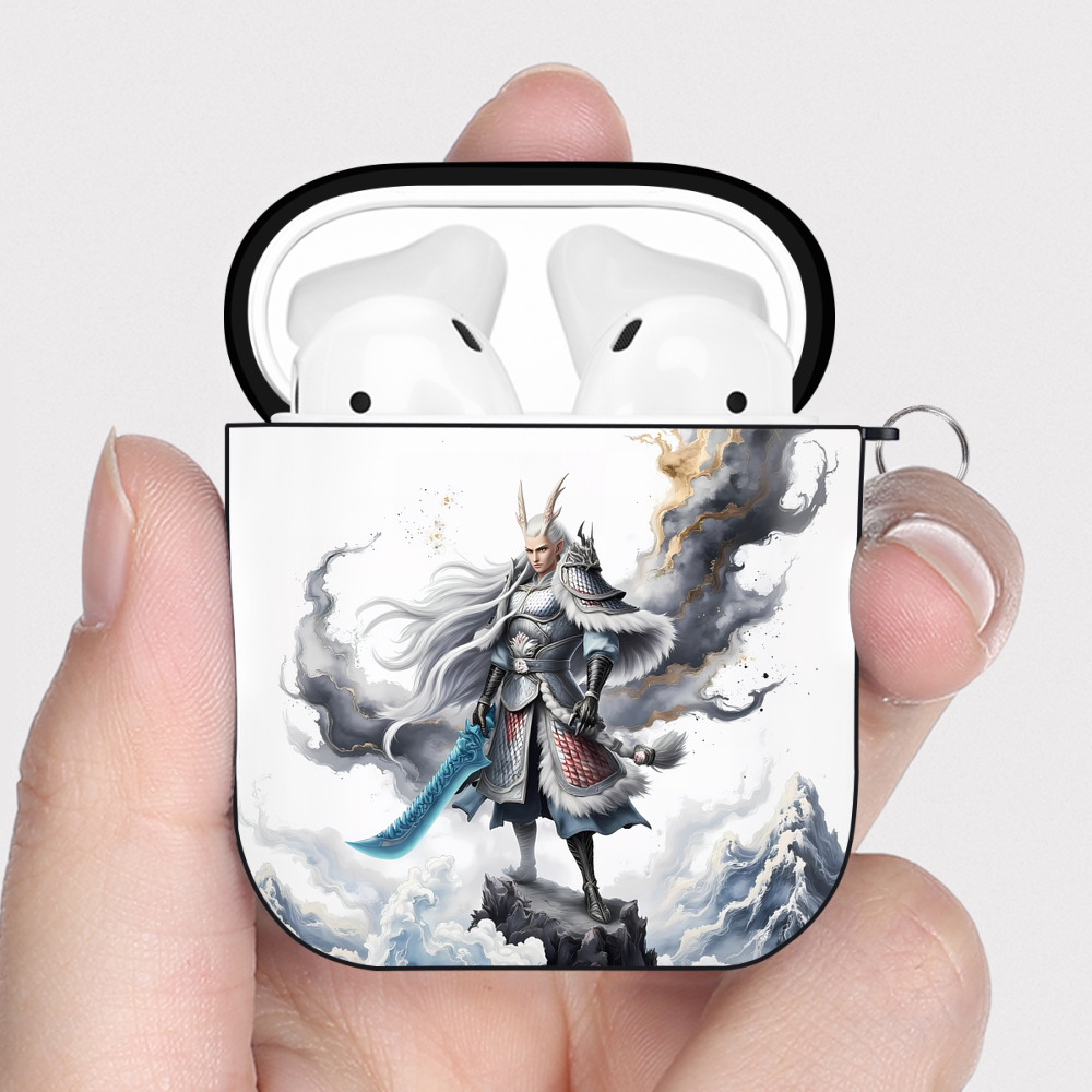（画像用） Ne Zha 2 ナタ 魔童の大暴れ AirPods 第2世代保護ケース ハードシェル ブラック 耐衝撃・防指紋・カラビナ付き