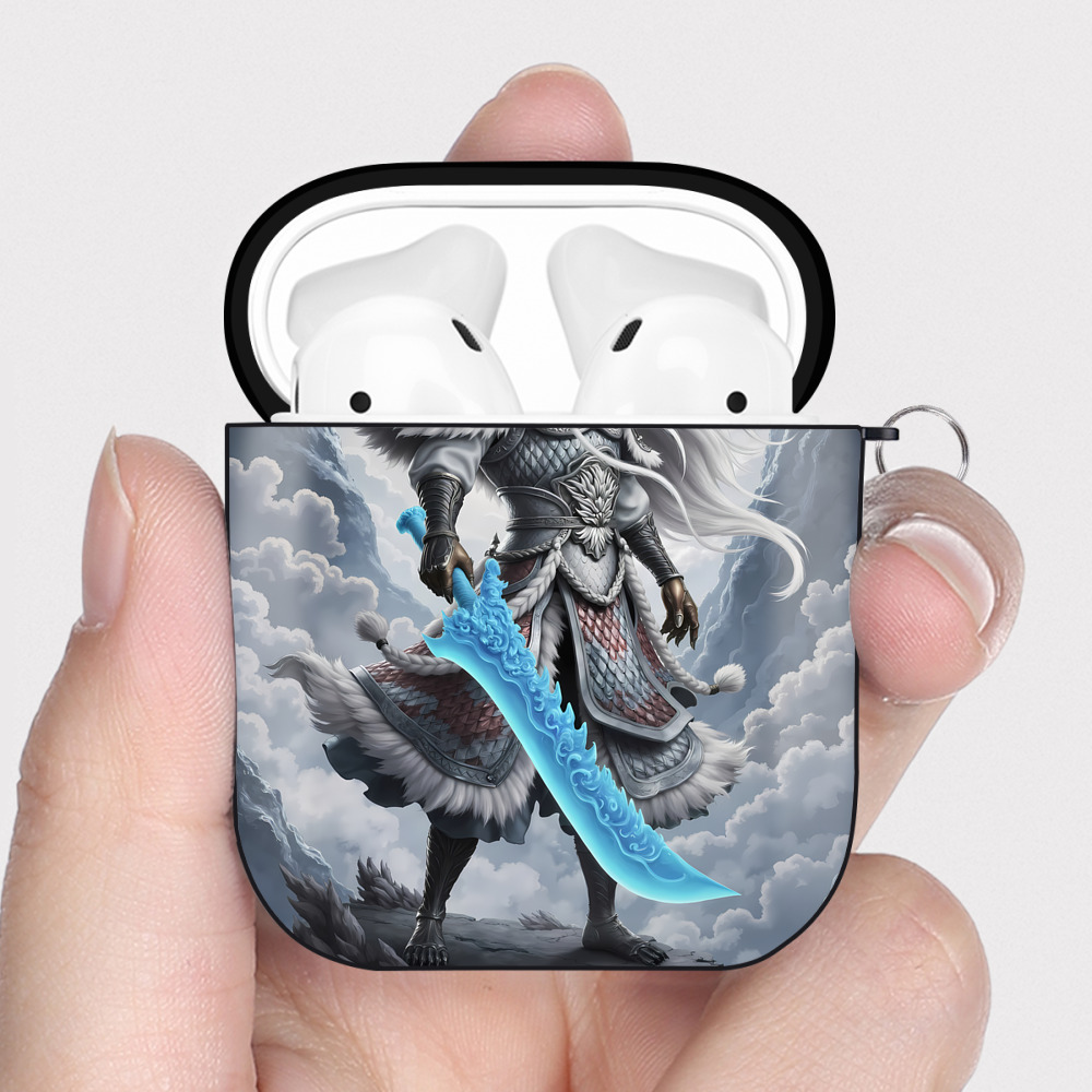 （画像用） Ne Zha 2 ナタ 魔童の大暴れ AirPods 第2世代保護ケース ハードシェル ブラック 耐衝撃・防指紋・カラビナ付き