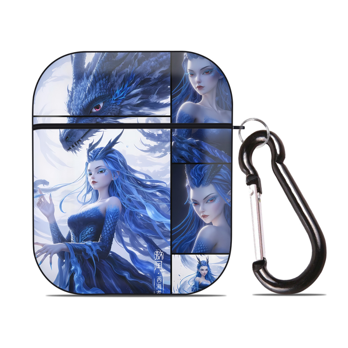 （画像用） Ne Zha 2 ナタ 魔童の大暴れ AirPods 第2世代保護ケース ハードシェル ブラック 耐衝撃・防指紋・カラビナ付き