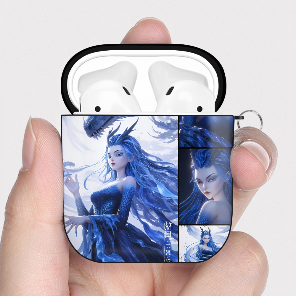 （画像用） Ne Zha 2 ナタ 魔童の大暴れ AirPods 第2世代保護ケース ハードシェル ブラック 耐衝撃・防指紋・カラビナ付き