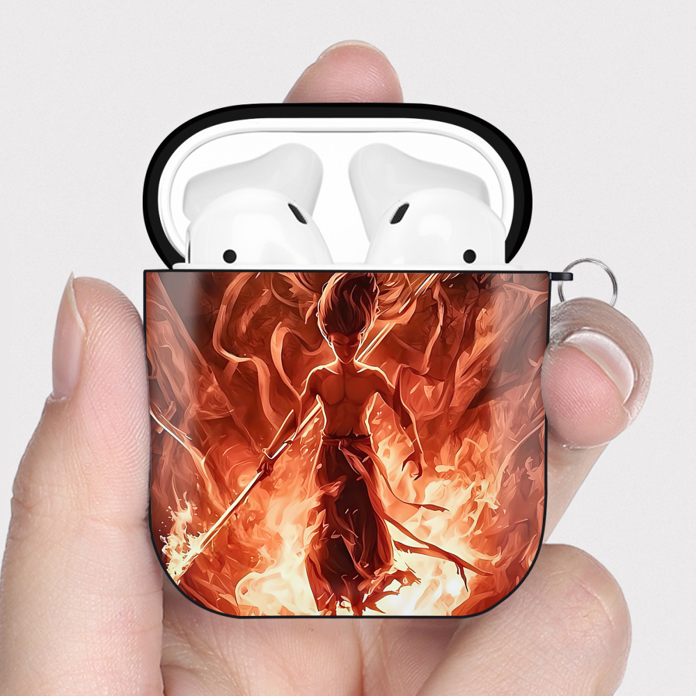 （画像用） Ne Zha 2 ナタ 魔童の大暴れ AirPods 第2世代保護ケース ハードシェル ブラック 耐衝撃・防指紋・カラビナ付き