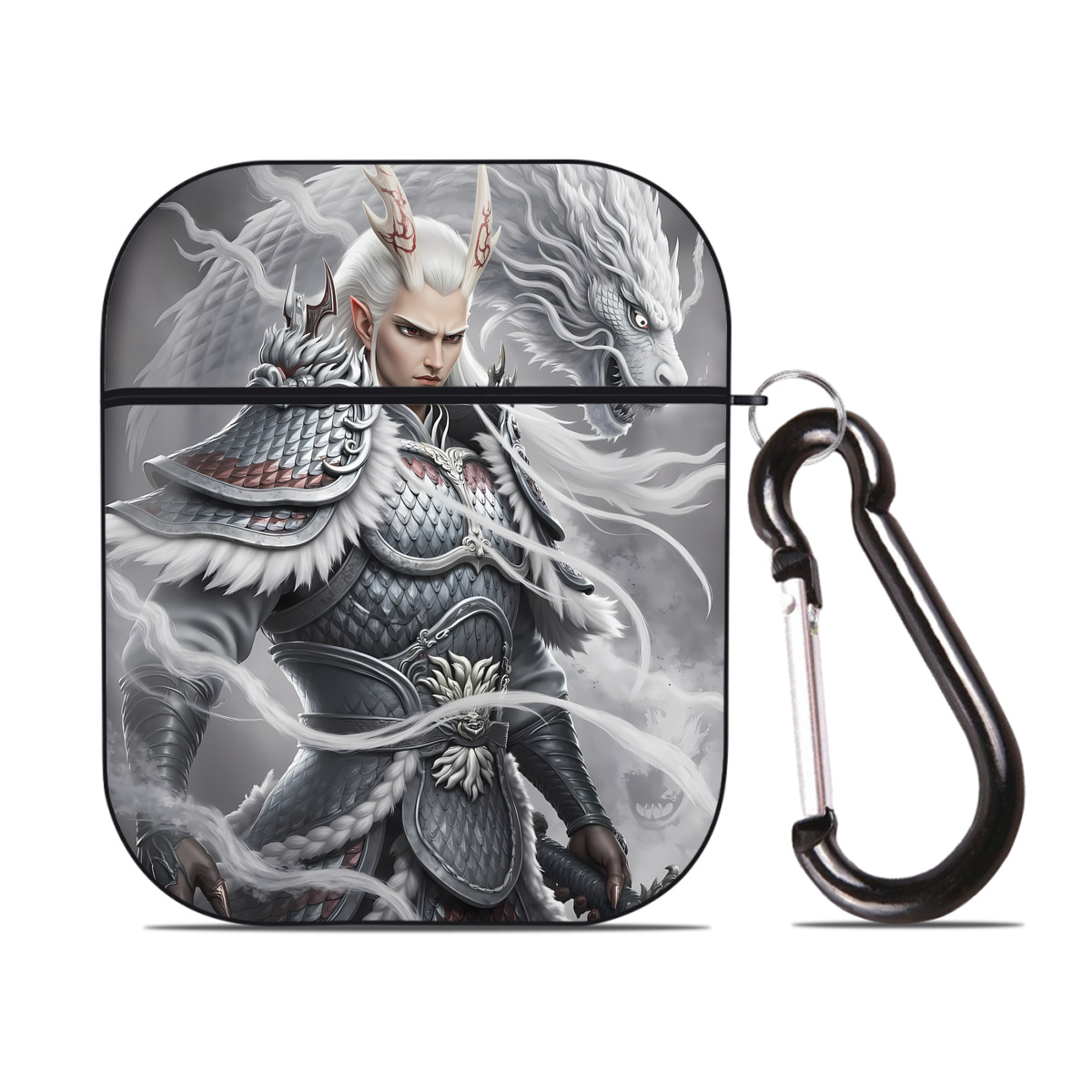 （画像用） Ne Zha 2 ナタ 魔童の大暴れ AirPods 第2世代保護ケース ハードシェル ブラック 耐衝撃・防指紋・カラビナ付き