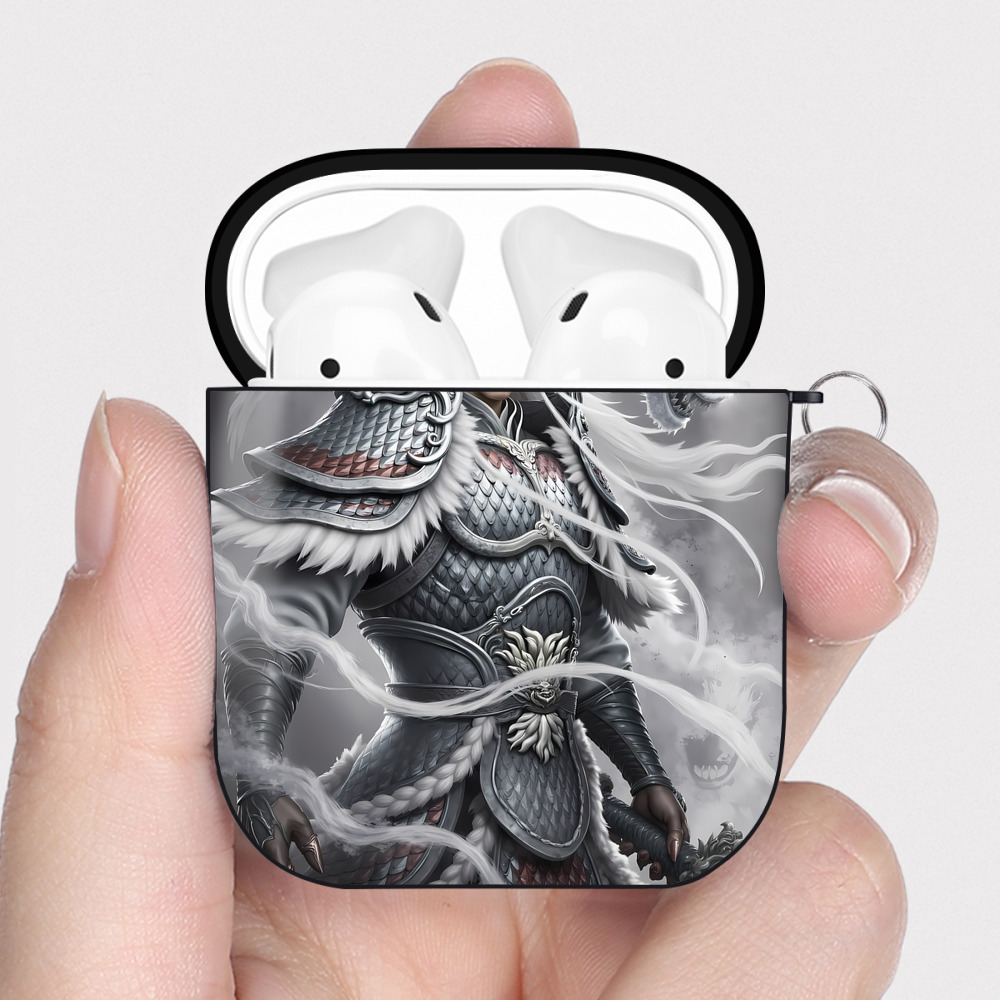 （画像用） Ne Zha 2 ナタ 魔童の大暴れ AirPods 第2世代保護ケース ハードシェル ブラック 耐衝撃・防指紋・カラビナ付き