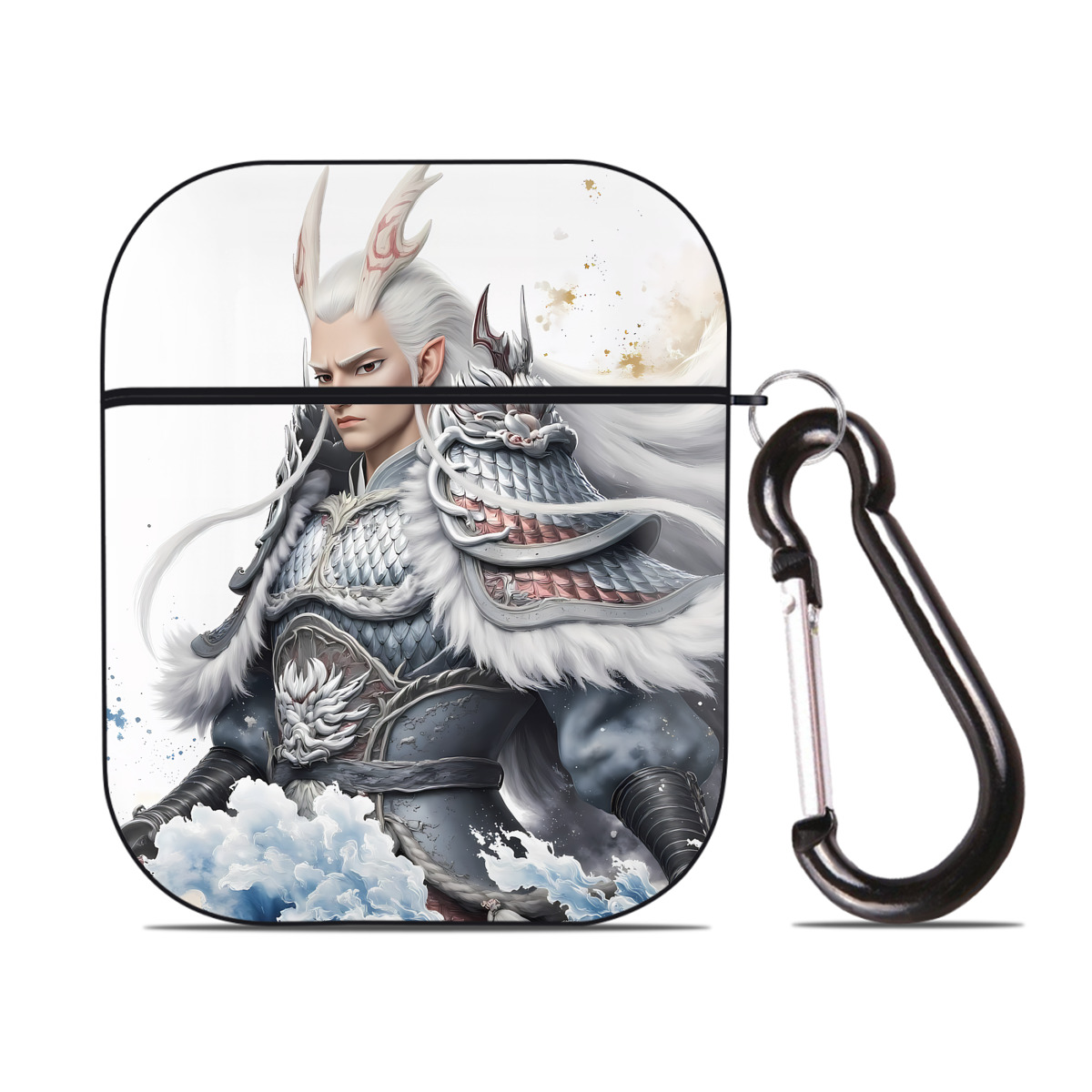 （画像用） Ne Zha 2 ナタ 魔童の大暴れ AirPods 第2世代保護ケース ハードシェル ブラック 耐衝撃・防指紋・カラビナ付き