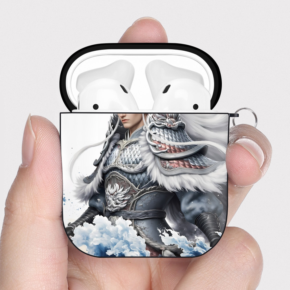（画像用） Ne Zha 2 ナタ 魔童の大暴れ AirPods 第2世代保護ケース ハードシェル ブラック 耐衝撃・防指紋・カラビナ付き