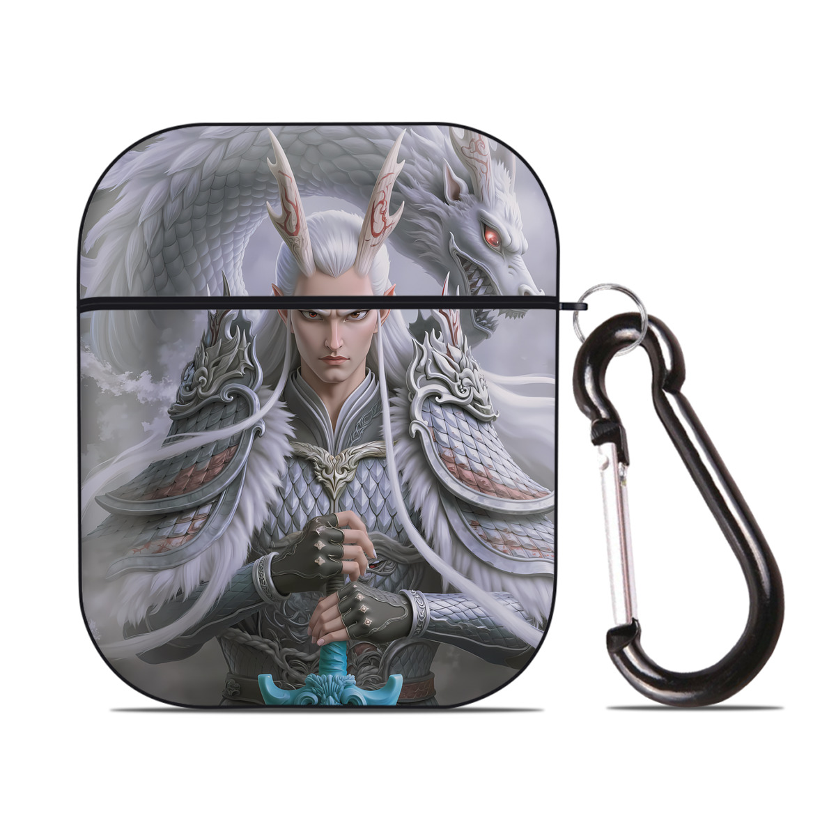 （画像用） Ne Zha 2 ナタ 魔童の大暴れ AirPods 第2世代保護ケース ハードシェル ブラック 耐衝撃・防指紋・カラビナ付き