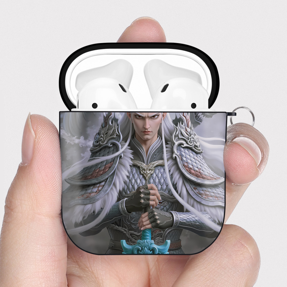 （画像用） Ne Zha 2 ナタ 魔童の大暴れ AirPods 第2世代保護ケース ハードシェル ブラック 耐衝撃・防指紋・カラビナ付き