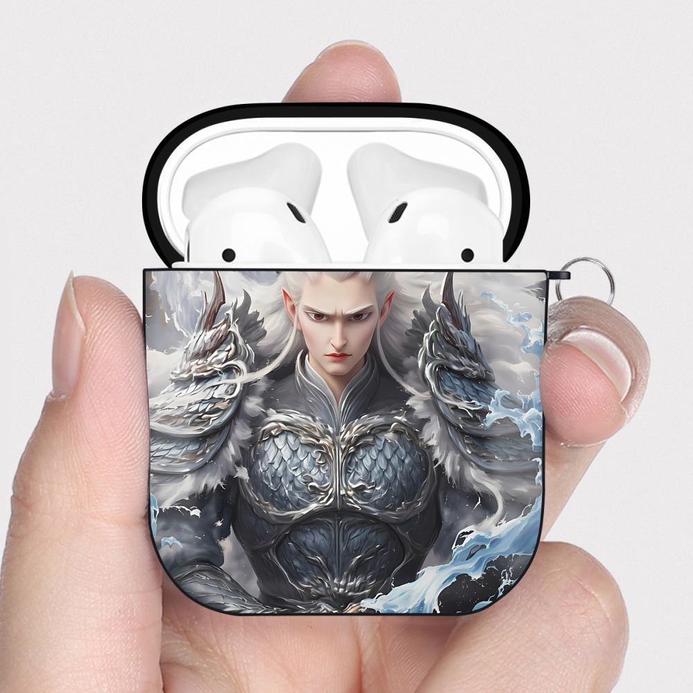 （画像用） Ne Zha 2 ナタ 魔童の大暴れ AirPods 第2世代保護ケース ハードシェル ブラック 耐衝撃・防指紋・カラビナ付き