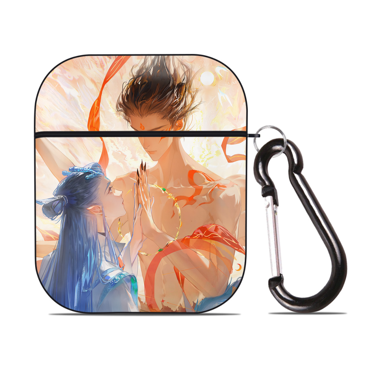 （画像用） Ne Zha 2 ナタ 魔童の大暴れ AirPods 第2世代保護ケース ハードシェル ブラック 耐衝撃・防指紋・カラビナ付き