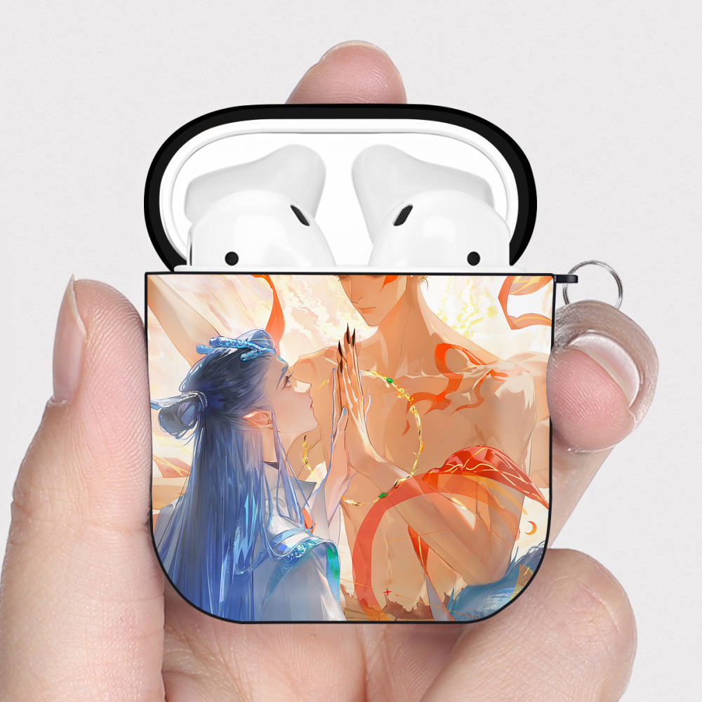 （画像用） Ne Zha 2 ナタ 魔童の大暴れ AirPods 第2世代保護ケース ハードシェル ブラック 耐衝撃・防指紋・カラビナ付き