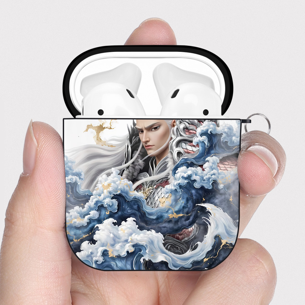 （画像用） Ne Zha 2 ナタ 魔童の大暴れ AirPods 第2世代保護ケース ハードシェル ブラック 耐衝撃・防指紋・カラビナ付き
