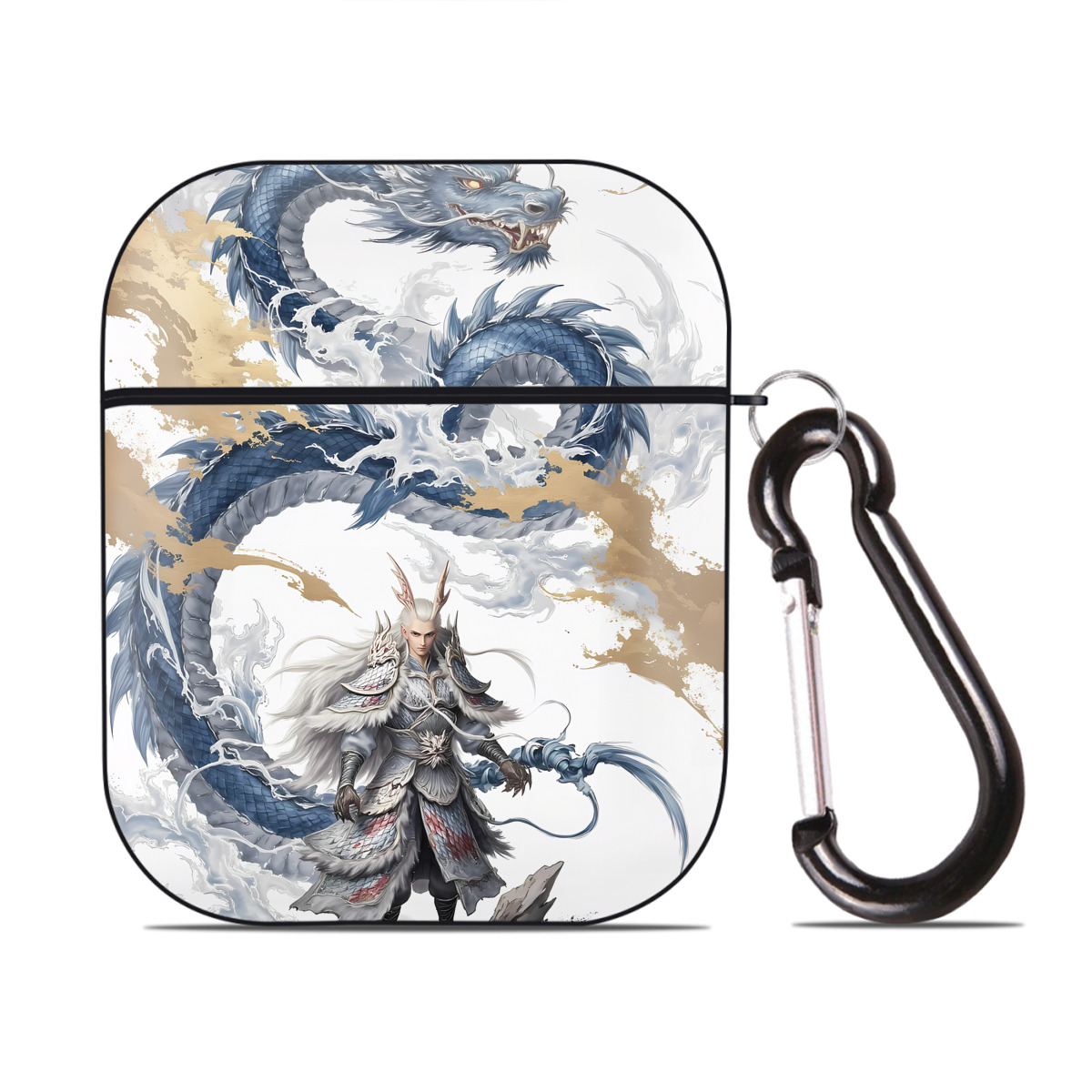 （画像用） Ne Zha 2 ナタ 魔童の大暴れ AirPods 第2世代保護ケース ハードシェル ブラック 耐衝撃・防指紋・カラビナ付き