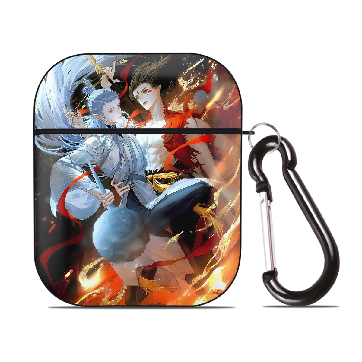 （画像用） Ne Zha 2 ナタ 魔童の大暴れ AirPods 第2世代保護ケース ハードシェル ブラック 耐衝撃・防指紋・カラビナ付き