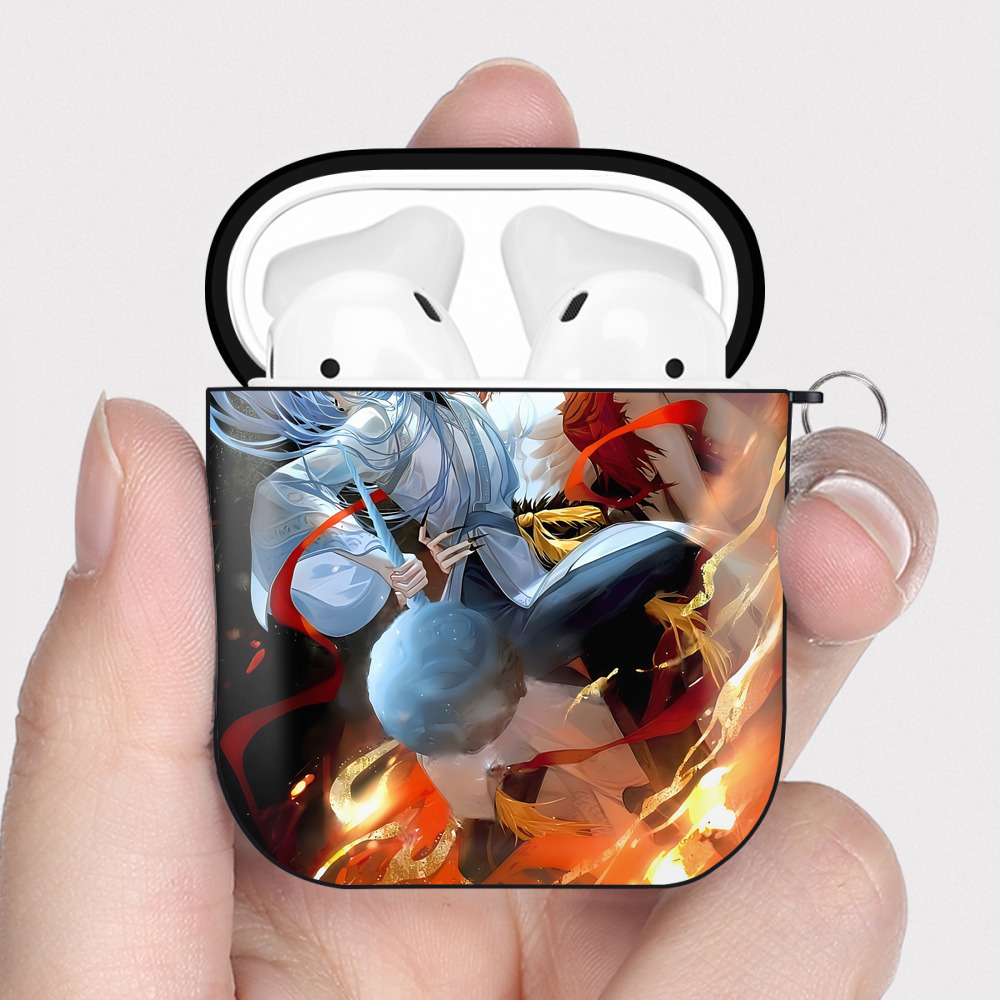 （画像用） Ne Zha 2 ナタ 魔童の大暴れ AirPods 第2世代保護ケース ハードシェル ブラック 耐衝撃・防指紋・カラビナ付き
