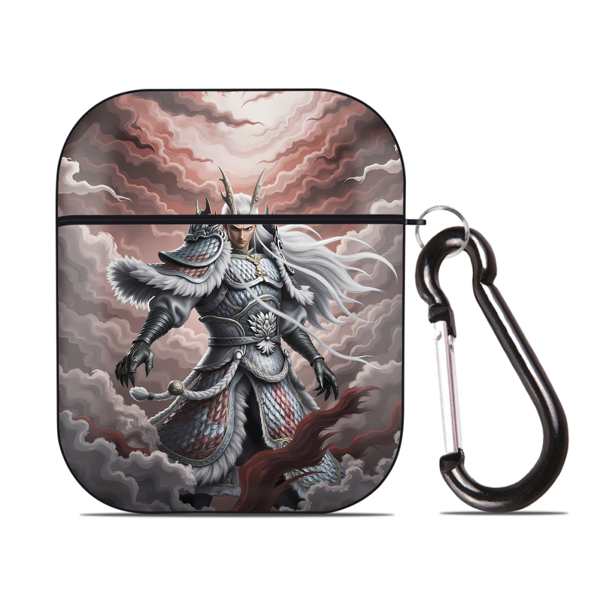 （画像用） Ne Zha 2 ナタ 魔童の大暴れ AirPods 第2世代保護ケース ハードシェル ブラック 耐衝撃・防指紋・カラビナ付き