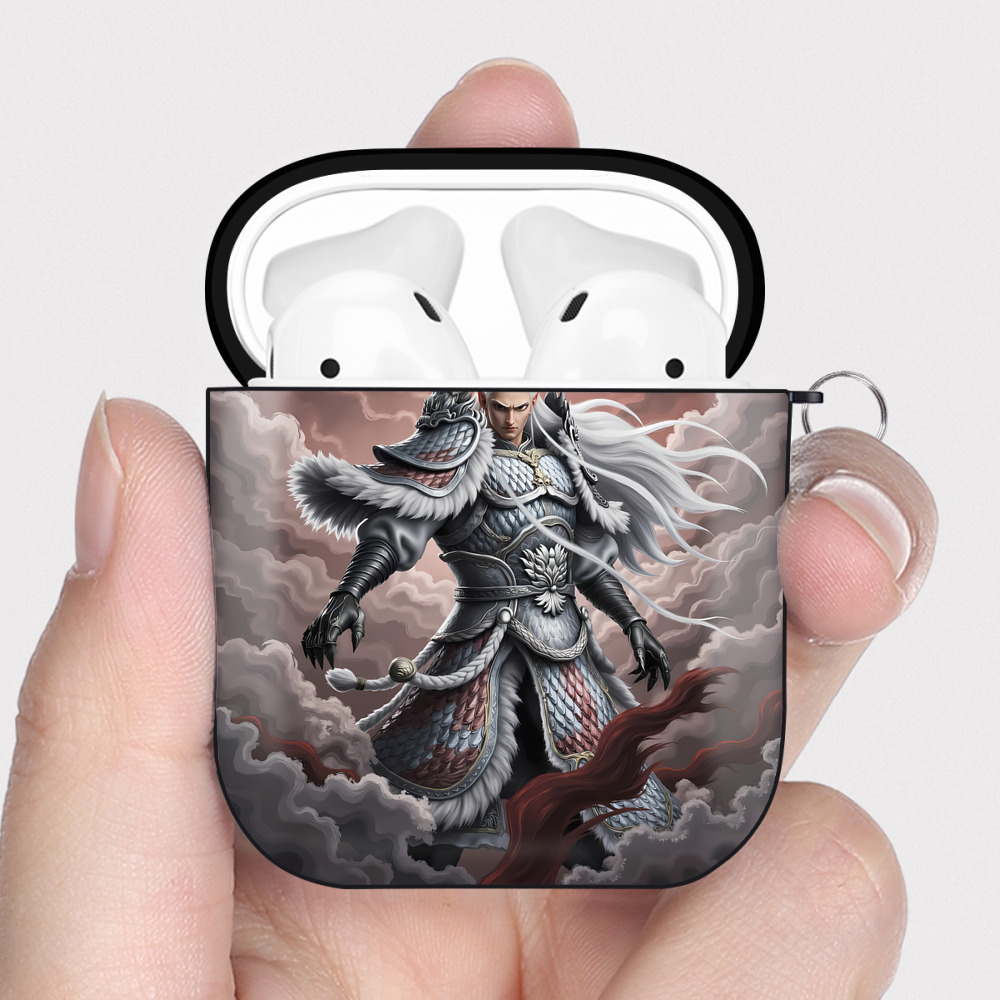 （画像用） Ne Zha 2 ナタ 魔童の大暴れ AirPods 第2世代保護ケース ハードシェル ブラック 耐衝撃・防指紋・カラビナ付き