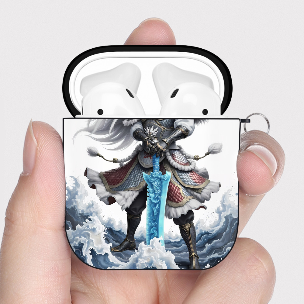 （画像用） Ne Zha 2 ナタ 魔童の大暴れ AirPods 第2世代保護ケース ハードシェル ブラック 耐衝撃・防指紋・カラビナ付き