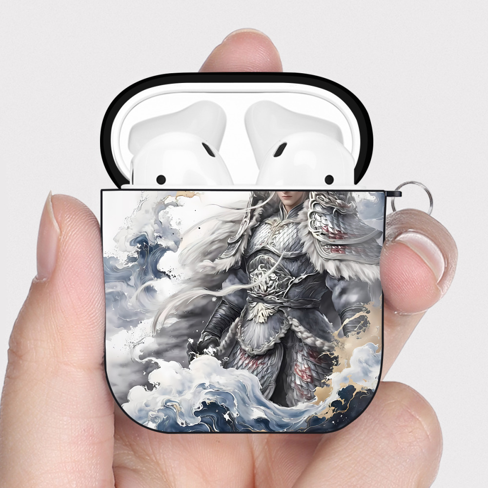 （画像用） Ne Zha 2 ナタ 魔童の大暴れ AirPods 第2世代保護ケース ハードシェル ブラック 耐衝撃・防指紋・カラビナ付き