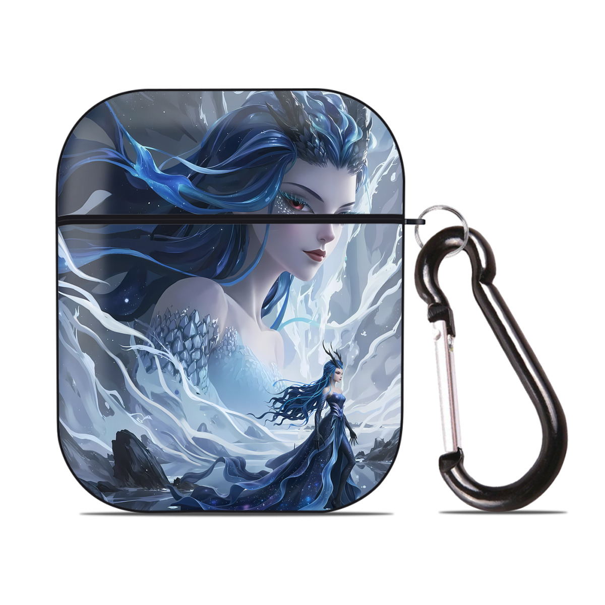 （画像用） Ne Zha 2 ナタ 魔童の大暴れ AirPods 第2世代保護ケース ハードシェル ブラック 耐衝撃・防指紋・カラビナ付き