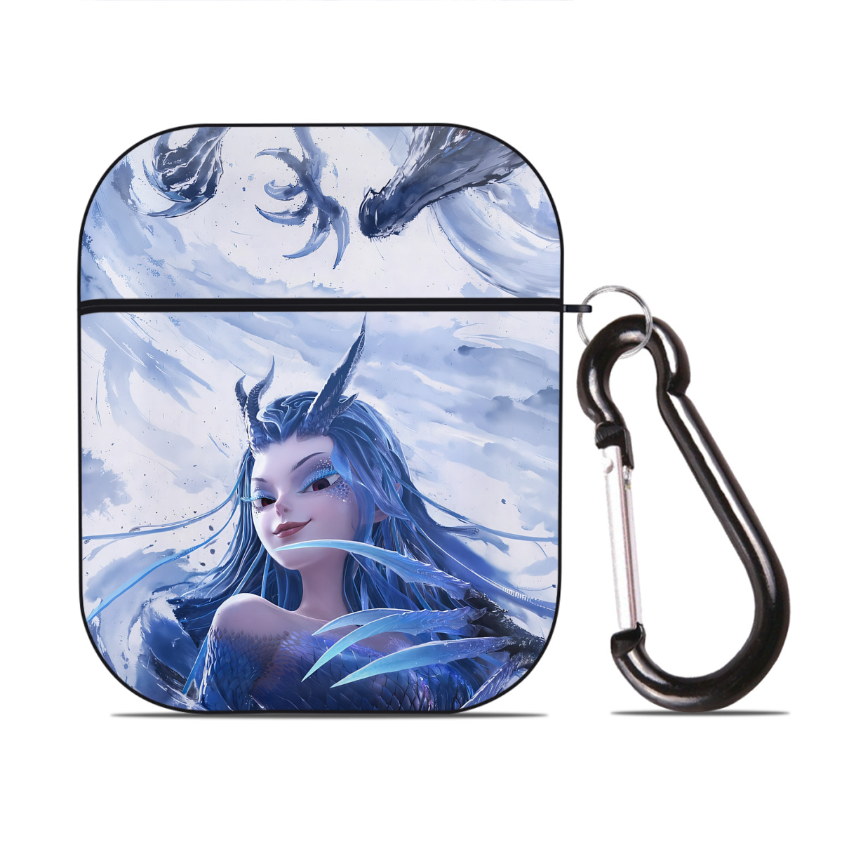 （画像用） Ne Zha 2 ナタ 魔童の大暴れ AirPods 第2世代保護ケース ハードシェル ブラック 耐衝撃・防指紋・カラビナ付き