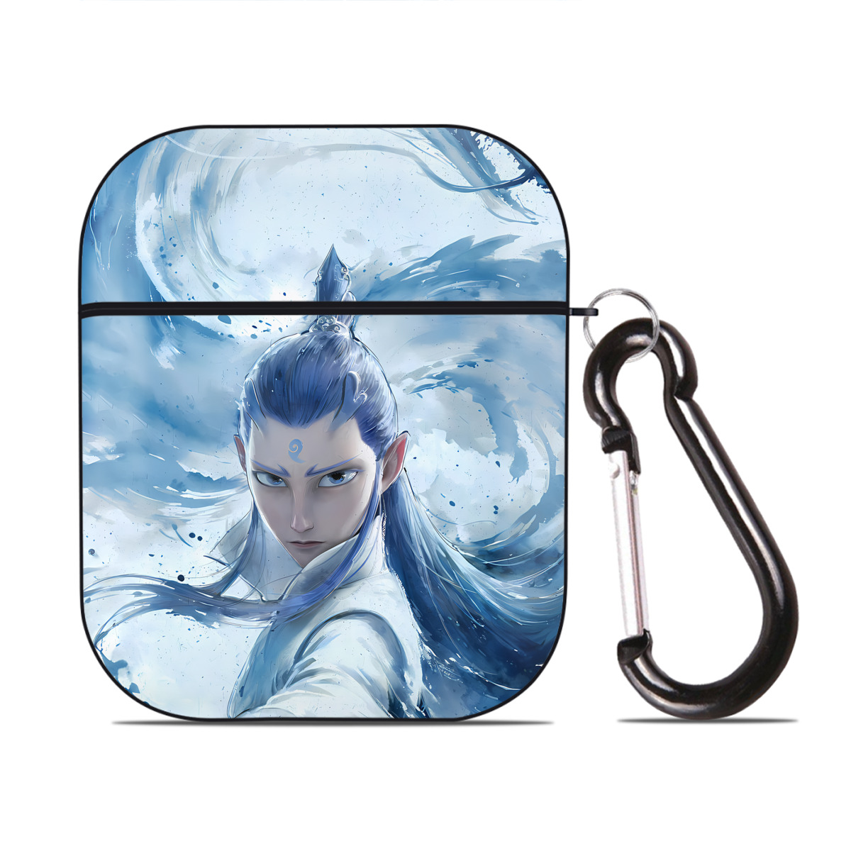 （画像用） Ne Zha 2 ナタ 魔童の大暴れ AirPods 第2世代保護ケース ハードシェル ブラック 耐衝撃・防指紋・カラビナ付き