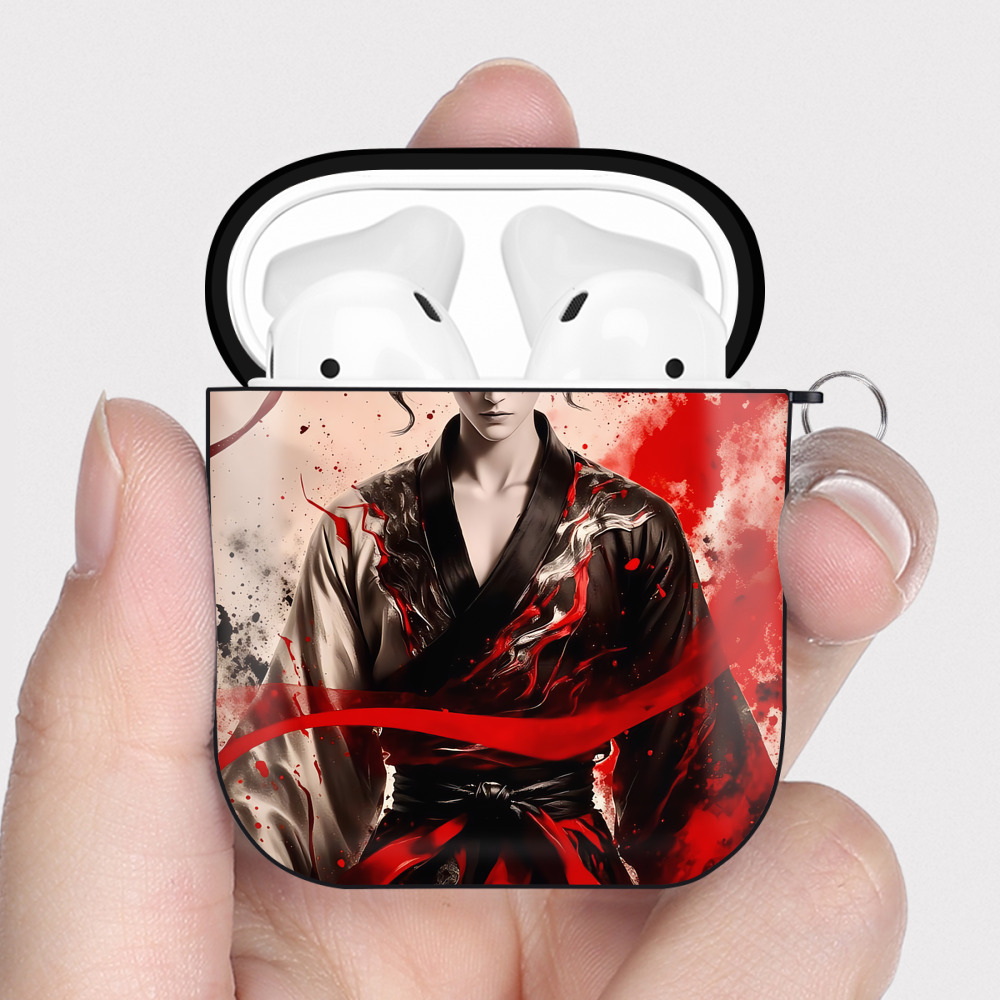 （画像用） Ne Zha 2 ナタ 魔童の大暴れ AirPods 第2世代保護ケース ハードシェル ブラック 耐衝撃・防指紋・カラビナ付き