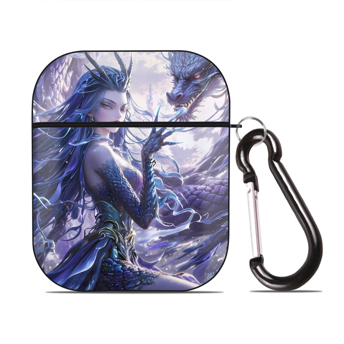 （画像用） Ne Zha 2 ナタ 魔童の大暴れ AirPods 第2世代保護ケース ハードシェル ブラック 耐衝撃・防指紋・カラビナ付き