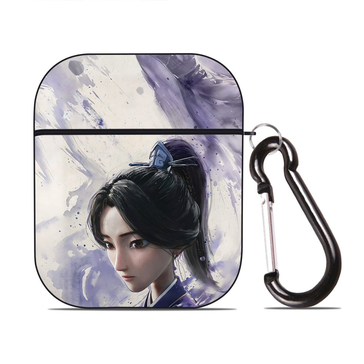 （画像用） Ne Zha 2 ナタ 魔童の大暴れ AirPods 第2世代保護ケース ハードシェル ブラック 耐衝撃・防指紋・カラビナ付き