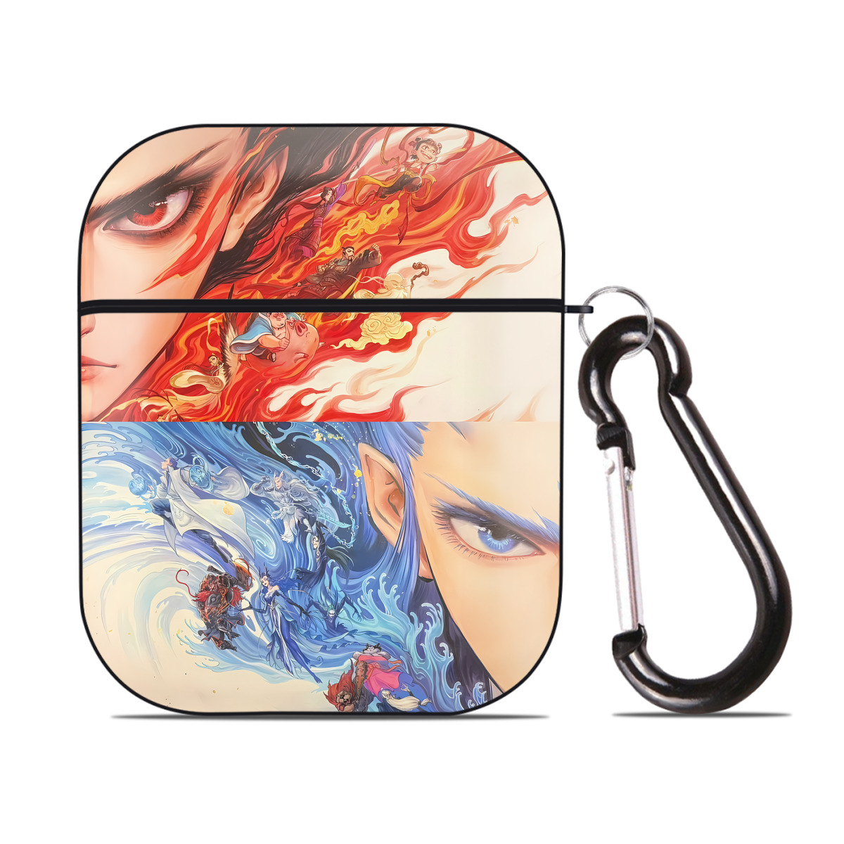 （画像用） Ne Zha 2 ナタ 魔童の大暴れ AirPods 第2世代保護ケース ハードシェル ブラック 耐衝撃・防指紋・カラビナ付き