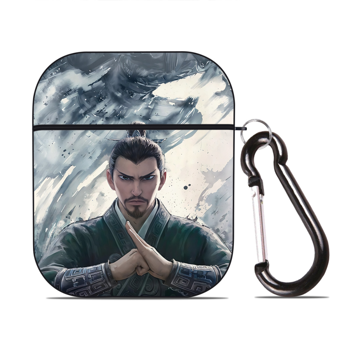（画像用） Ne Zha 2 ナタ 魔童の大暴れ AirPods 第2世代保護ケース ハードシェル ブラック 耐衝撃・防指紋・カラビナ付き