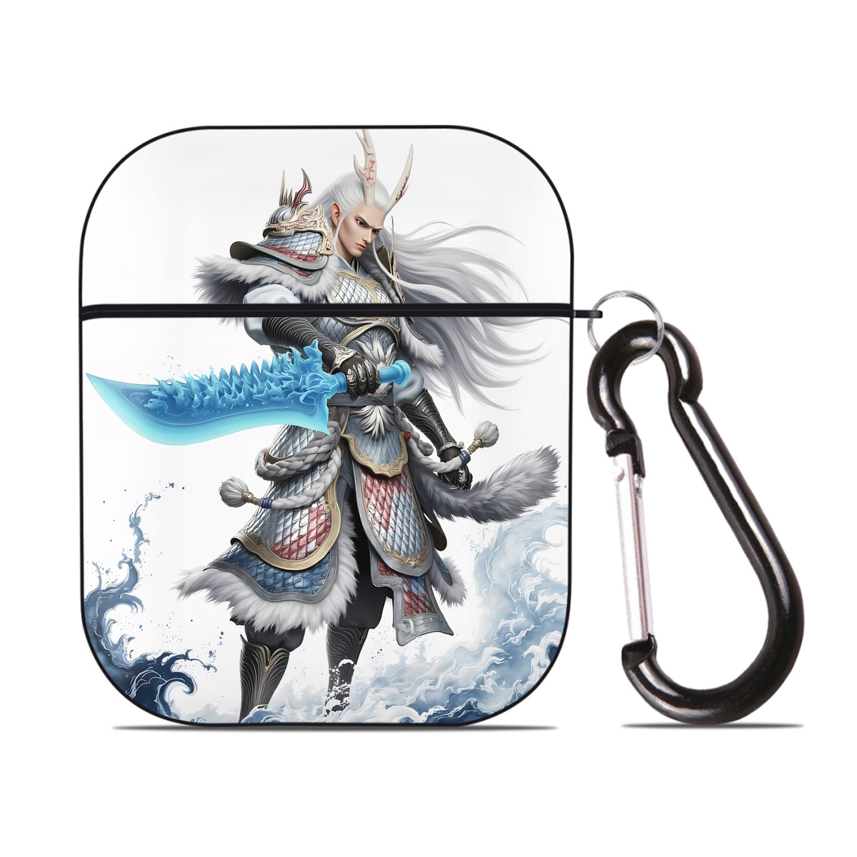 （画像用） Ne Zha 2 ナタ 魔童の大暴れ AirPods 第2世代保護ケース ハードシェル ブラック 耐衝撃・防指紋・カラビナ付き