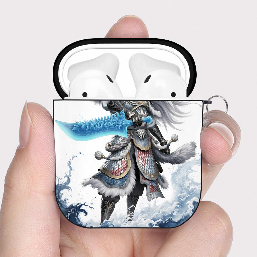 （画像用） Ne Zha 2 ナタ 魔童の大暴れ AirPods 第2世代保護ケース ハードシェル ブラック 耐衝撃・防指紋・カラビナ付き