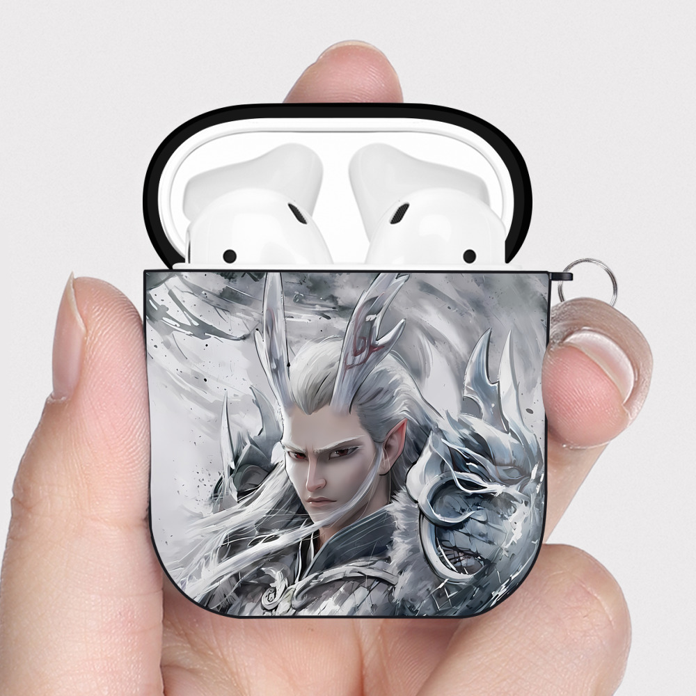 （画像用） Ne Zha 2 ナタ 魔童の大暴れ AirPods 第2世代保護ケース ハードシェル ブラック 耐衝撃・防指紋・カラビナ付き