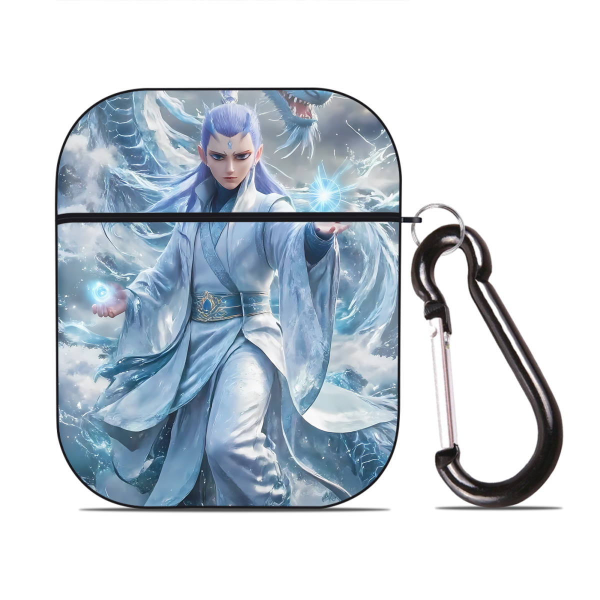 （画像用） Ne Zha 2 ナタ 魔童の大暴れ AirPods 第2世代保護ケース ハードシェル ブラック 耐衝撃・防指紋・カラビナ付き