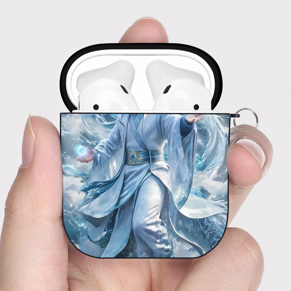 （画像用） Ne Zha 2 ナタ 魔童の大暴れ AirPods 第2世代保護ケース ハードシェル ブラック 耐衝撃・防指紋・カラビナ付き