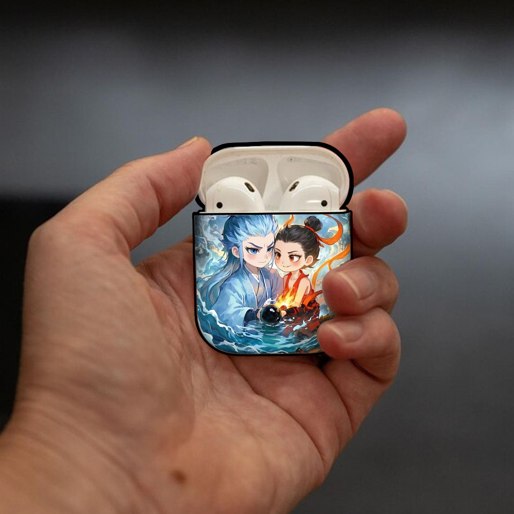 Ne Zha 2 ナタ 魔童の大暴れ AirPods 第2世代保護ケース ハードシェル ブラック 耐衝撃・防指紋・カラビナ付き