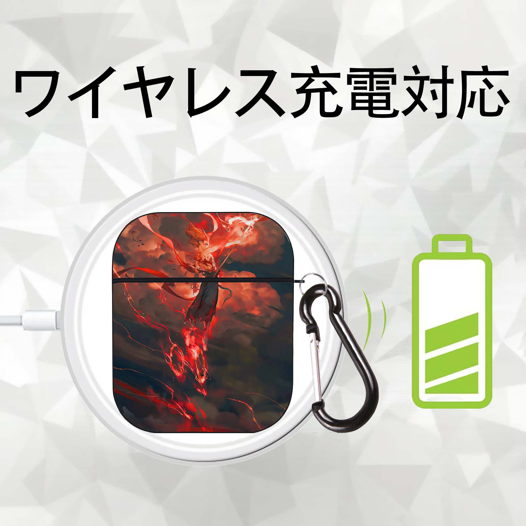 Ne Zha 2 ナタ 魔童の大暴れ AirPods 第2世代保護ケース ハードシェル ブラック 耐衝撃・防指紋・カラビナ付き