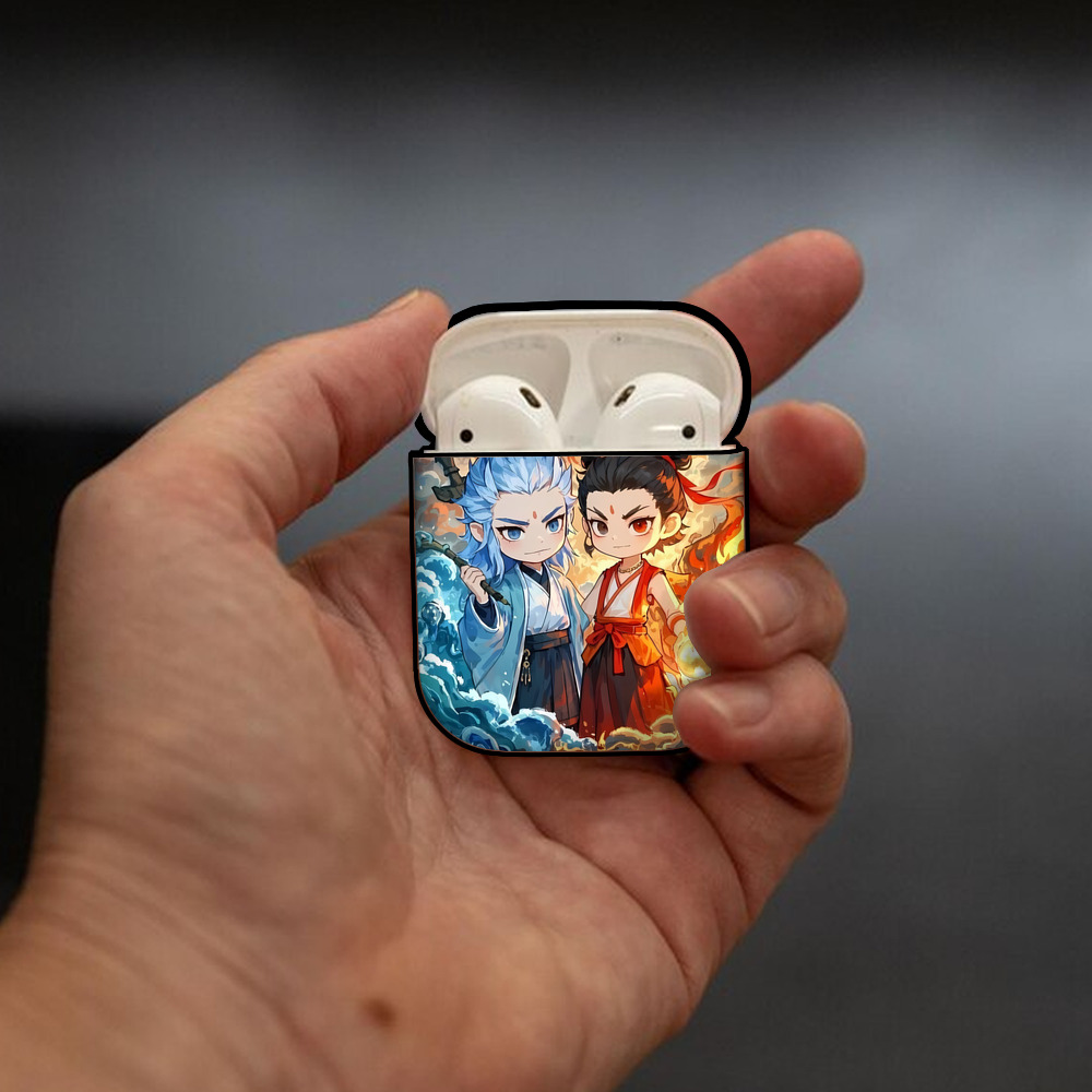 Ne Zha 2 ナタ 魔童の大暴れ AirPods 第2世代保護ケース ハードシェル ブラック 耐衝撃・防指紋・カラビナ付き