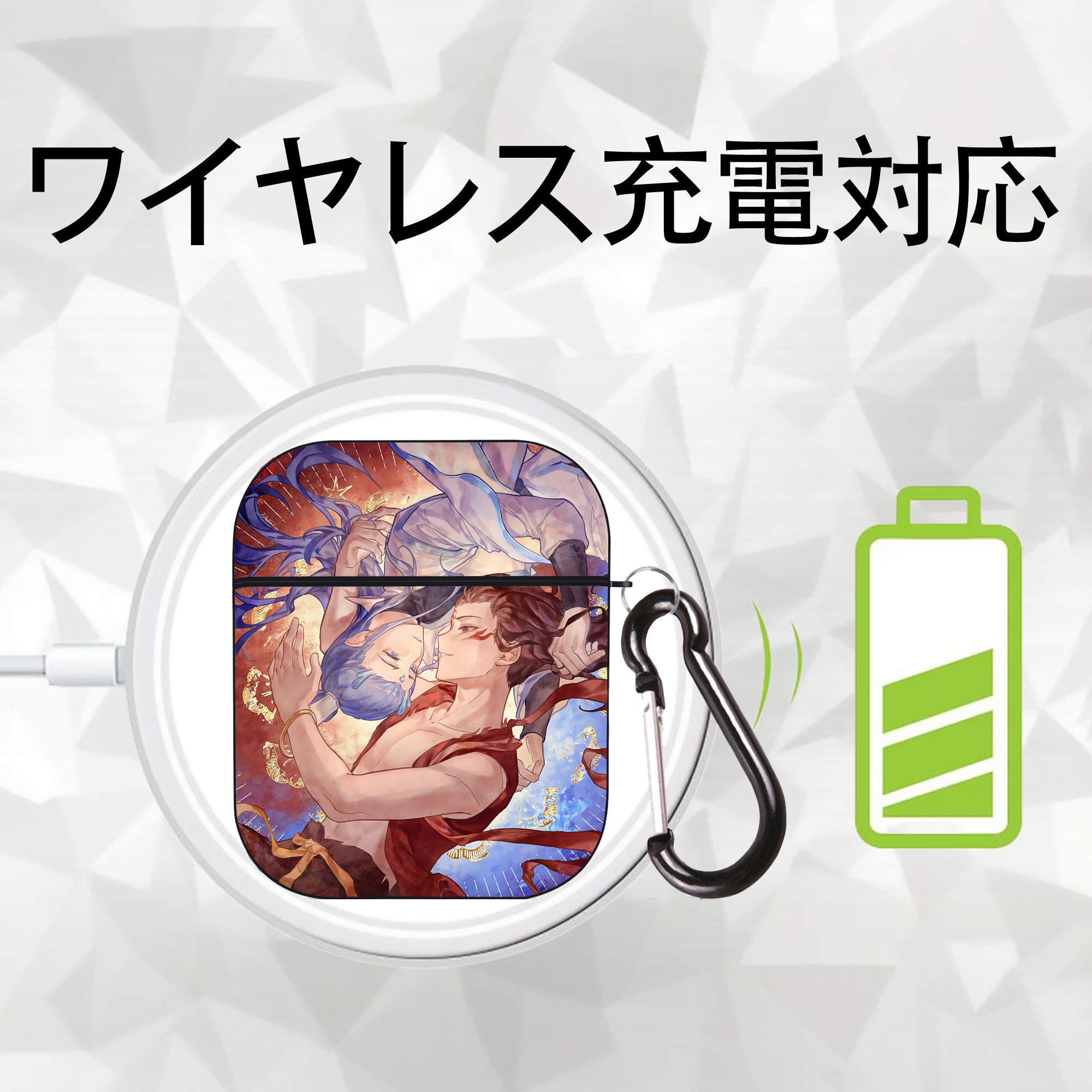 Ne Zha 2 ナタ 魔童の大暴れ AirPods 第2世代保護ケース ハードシェル ブラック 耐衝撃・防指紋・カラビナ付き