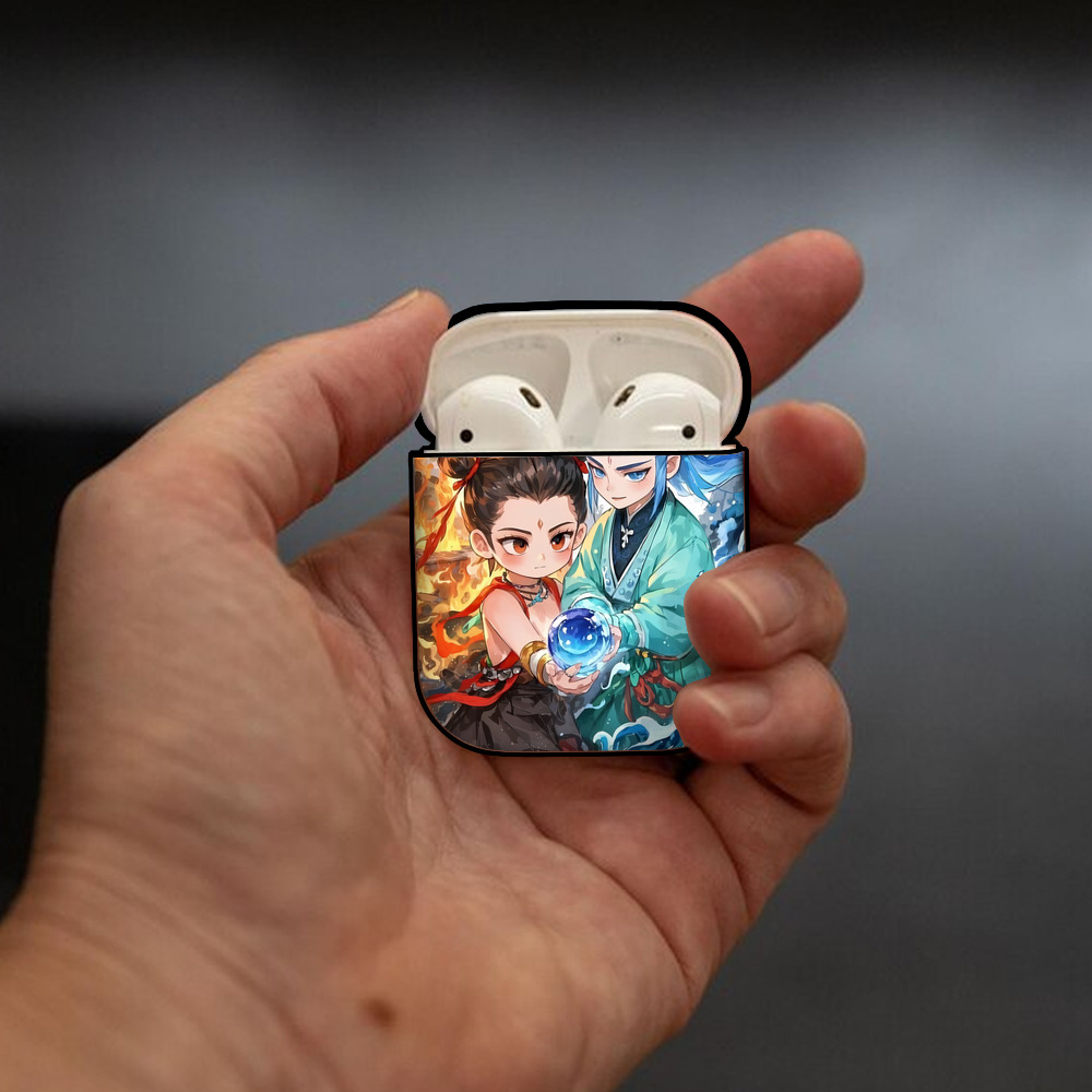 Ne Zha 2 ナタ 魔童の大暴れ AirPods 第2世代保護ケース ハードシェル ブラック 耐衝撃・防指紋・カラビナ付き