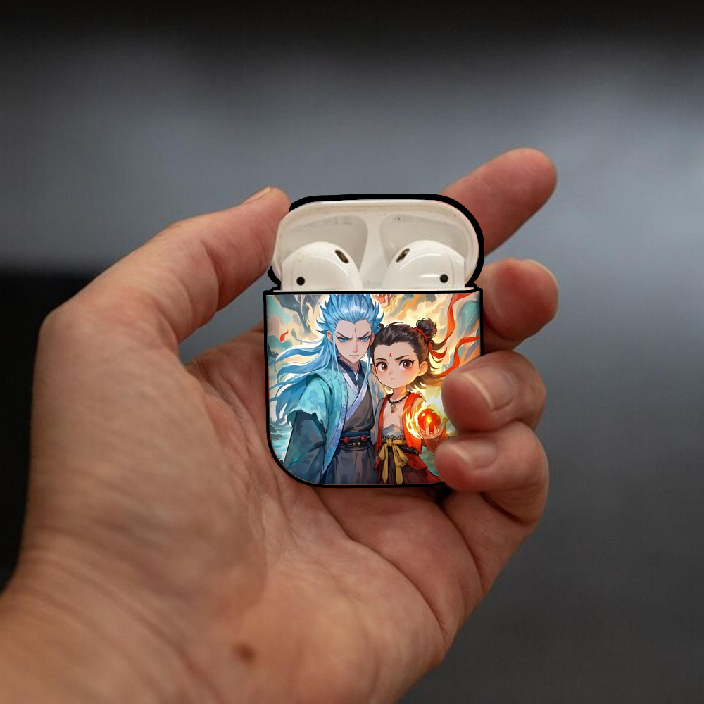 Ne Zha 2 ナタ 魔童の大暴れ AirPods 第2世代保護ケース ハードシェル ブラック 耐衝撃・防指紋・カラビナ付き