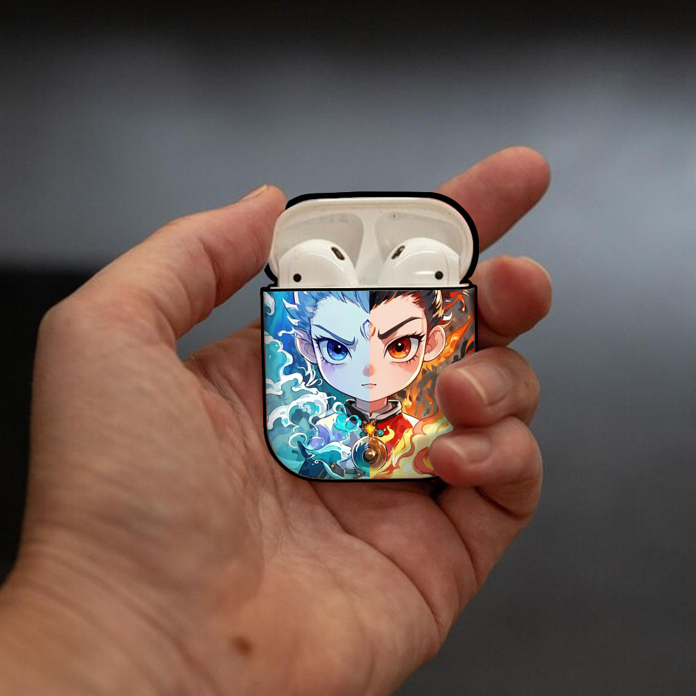 Ne Zha 2 ナタ 魔童の大暴れ AirPods 第2世代保護ケース ハードシェル ブラック 耐衝撃・防指紋・カラビナ付き