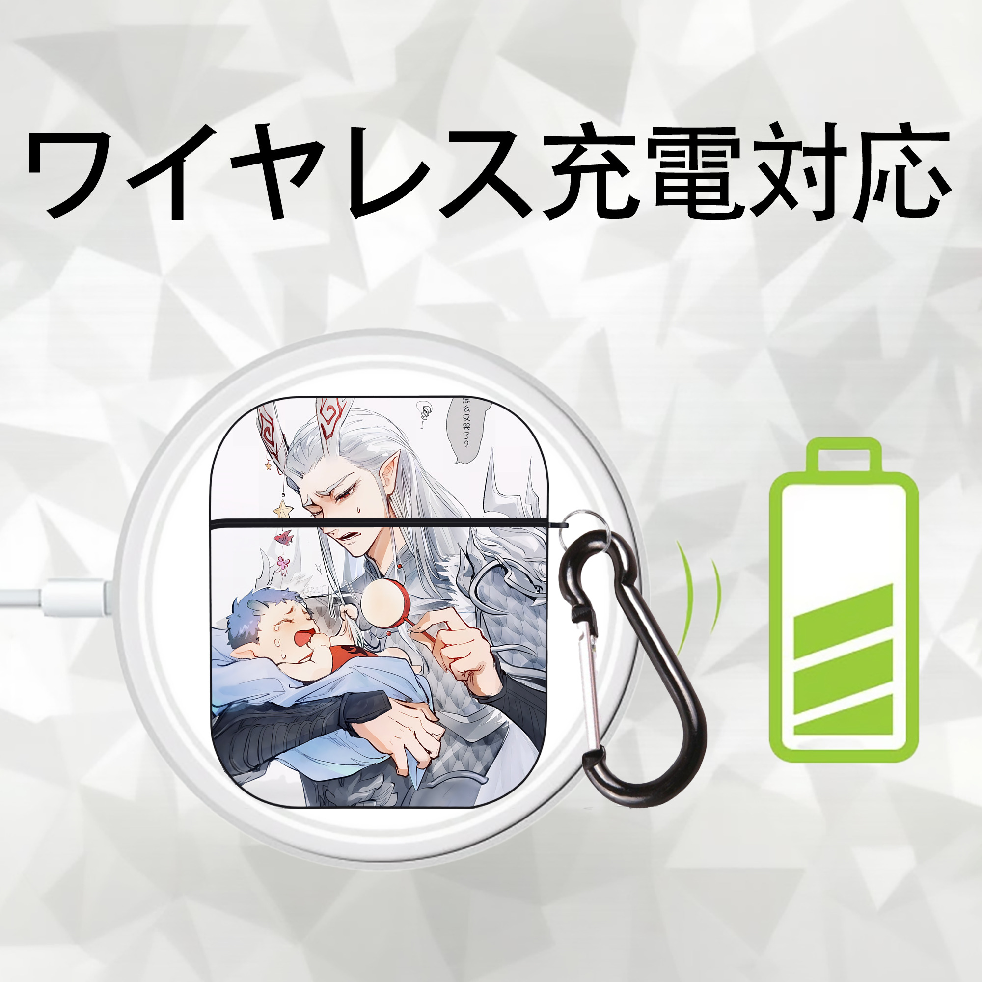 Ne Zha 2 ナタ 魔童の大暴れ AirPods 第2世代保護ケース ハードシェル ブラック 耐衝撃・防指紋・カラビナ付き