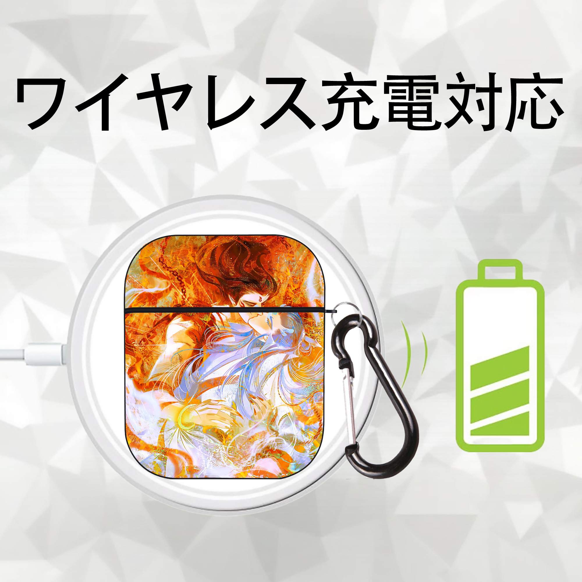 Ne Zha 2 ナタ 魔童の大暴れ AirPods 第2世代保護ケース ハードシェル ブラック 耐衝撃・防指紋・カラビナ付き